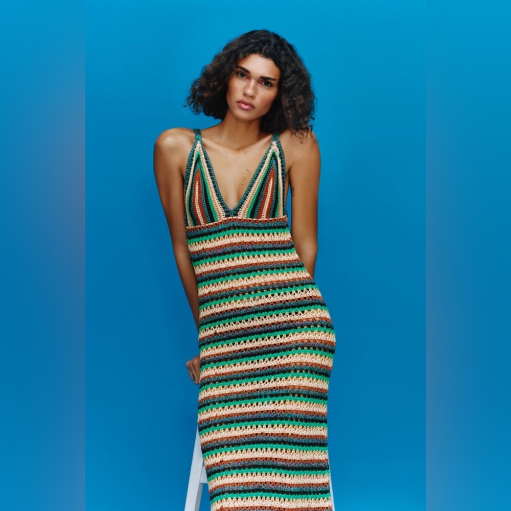 New With Tags Zara Striped Knit Dress 3991/014 Sz M